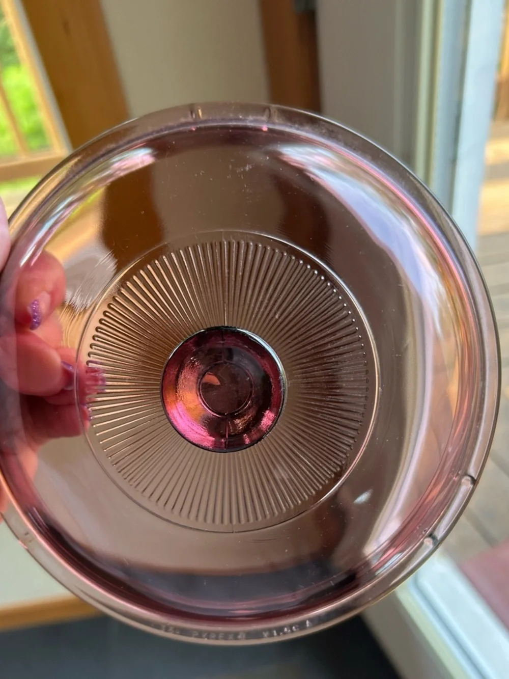 Pyrex Cranberry V-15-C 7.25” Lid Glass fits Cranberry Visions 1.5Qt